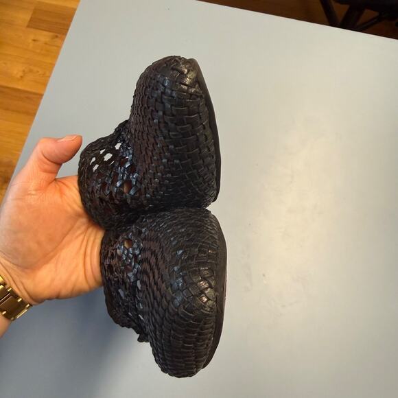 Sam Edelman Woven Black Leather Clara Mules Slip-On Flats Sz 8.5 - Picture 5 of 13